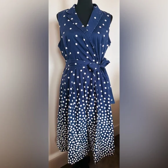 knee length dresses for ladies Dot Print Faux Wrap Dress